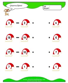 Çıkarma İşlemi Çalışma Sayfaları